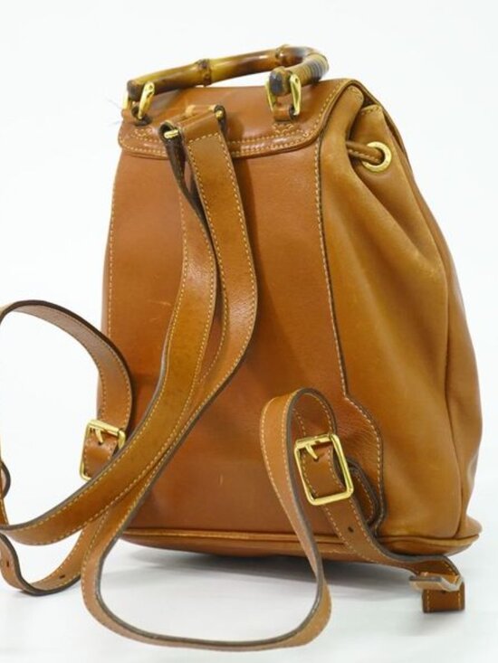 Gucci Bamboo Mini Backpack Leather Brown Outside - Picture 2 of 9